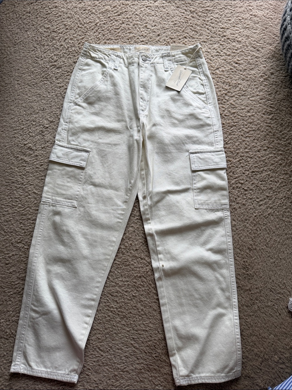 NEW Boyfriend Cream Cargo Jeans